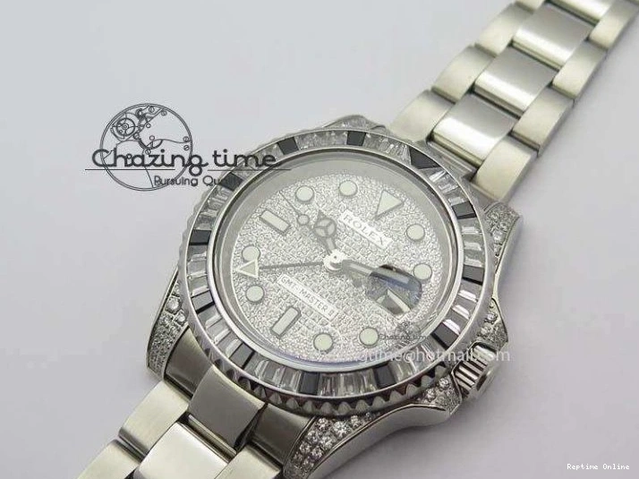 0524 Soft GMT-Master II 116759 SS Bp-Maker Black Ruby Crystal Diamond Dial On SS Bracelet A 3766
